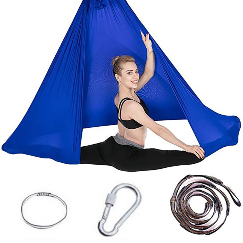 1 set swing hammock nylon aerial yoga hammock high-strength portable stretchy anti-gravity soft air hammock for home