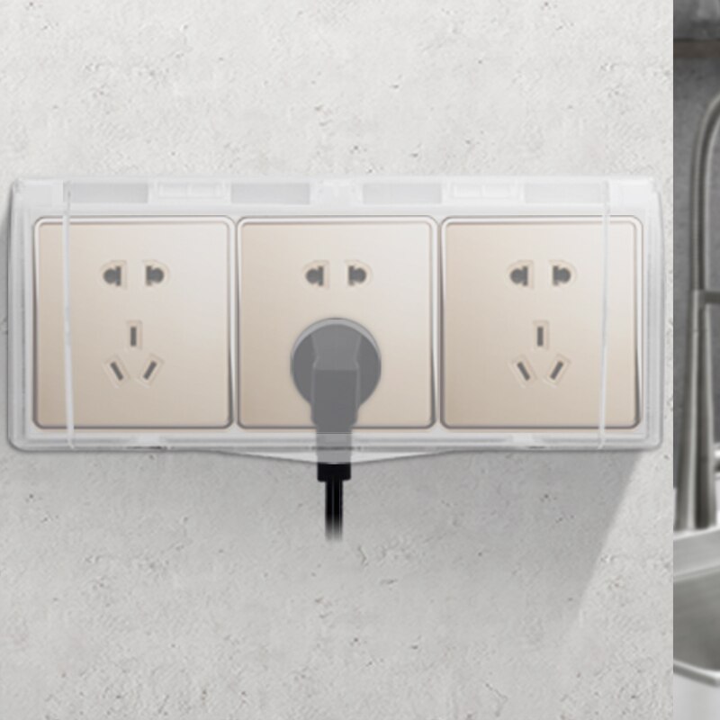 Three - position 86 type switch socket waterproof cover box paste type bathroom transparent triplet socket splash box