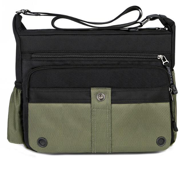 casual shoulder bag large capacity outdoor Oxford cloth messenger bag men's business briefcase: Green