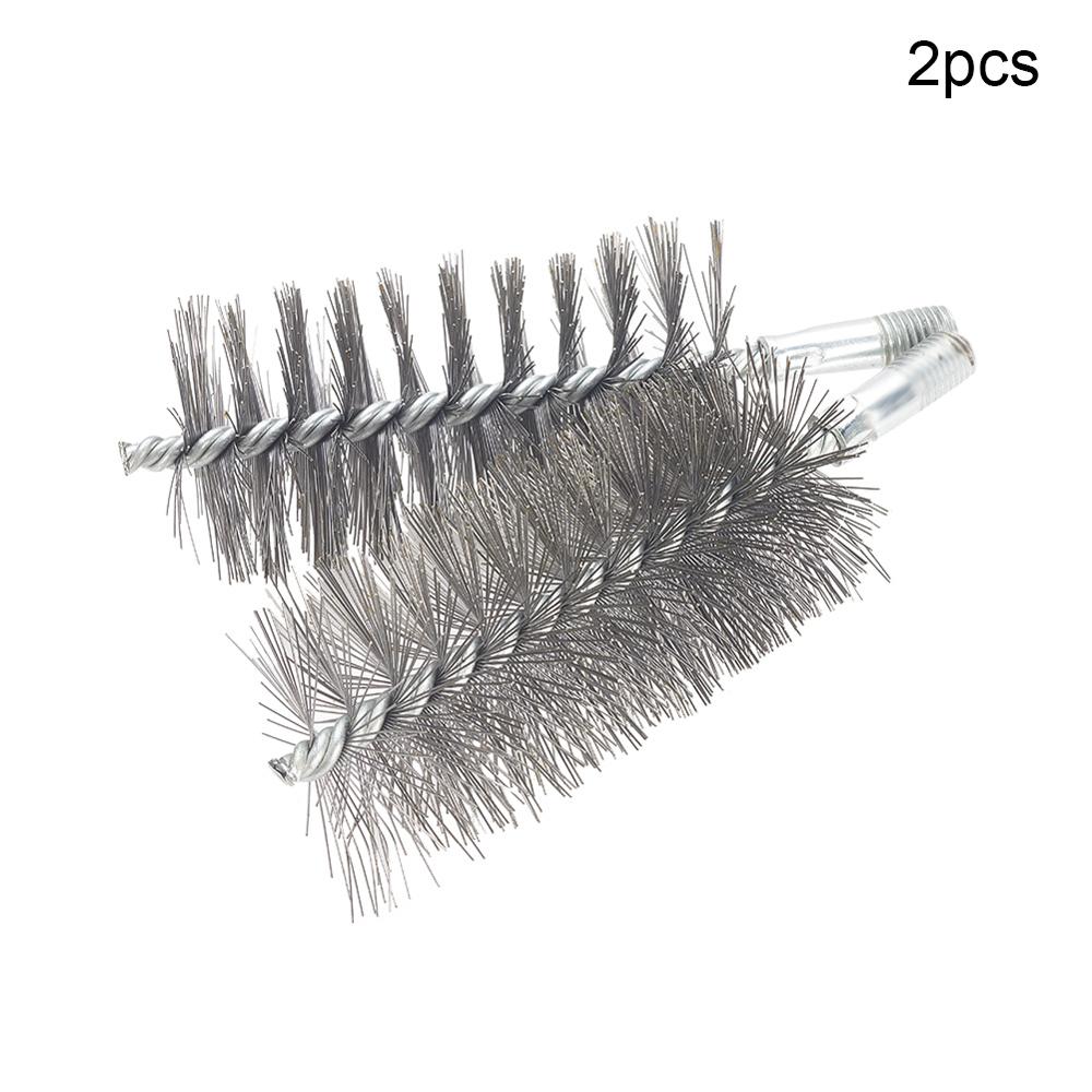 2pcs/5pcs 12mm Thread Wire Brush Metal Handle 18~80mm Brush Working Diameter Steel Wire Pipe Tube Cleaning Chimney Brush Kit: 55mm x2pcs