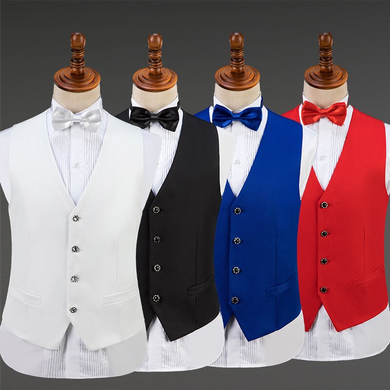 homme Costumes formel scène porter gilet + noeud papillon spectacle Costumes Performance vêtements hommes mariage Groomsman vêtements VDB861