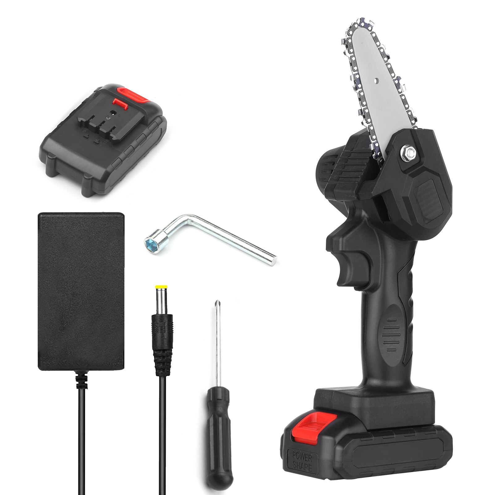 Portable Electric Pruning Saw Cordless Chain Saw with 2PCS Rechargeable Battery Wood Cutters Varibale Speed Mini Electric Saw: 1 PC Battery / us