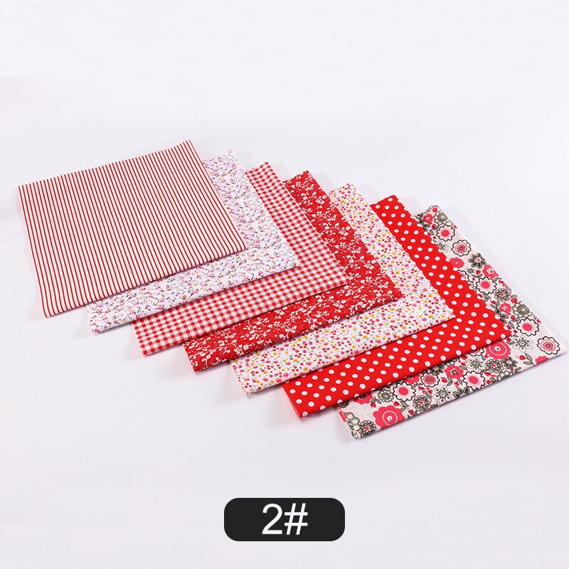 7 morceaux de tissu assorti 25*25cm groupe tissu uni pur coton petite fleur fait main bricolage coton: 2