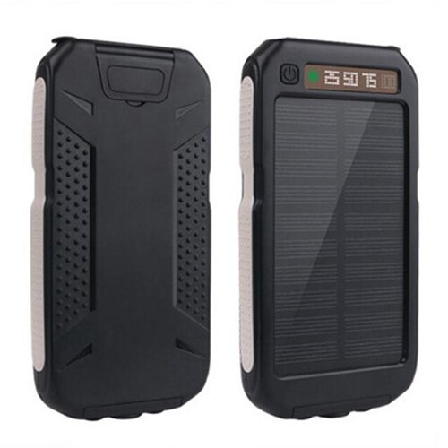 50000Mah Solar Power Bank Waterdicht 2USB Outdoor Emergency Backup Batterij Led Zaklamp Draagbare Oplader Mobiele Power Pack: whiteblack