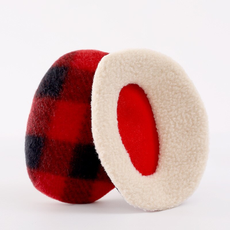 Orejeras sin banda para hombre y mujer, protectores de orejas gruesos y cálidos de lana, a prueba de viento, para clima frío, para invierno, 1 par: red S