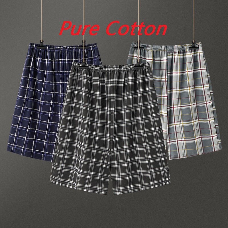 Reine Baumwolle Jungen Männlichen Casual Plaid Hosen Shorts Sport Hosen Pyjamas Schräg Tasche Pyjamas Nachtwäsche Elastische Taille Mann der Marmeladen HDE
