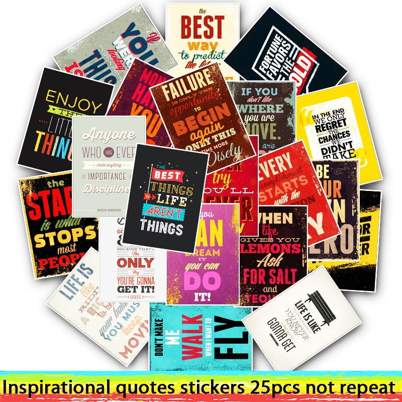 25Pcs Motivatie Inspirerend Citaat Stickers Om Auto Laptop Fiets Koelkast Notebook Decals Diy Waterdichte Pvc Speelgoed Kids Sticker