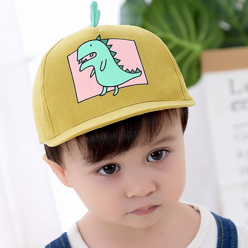 Spring Summer Baby Hat Cartoon Dinosaur Kids Boys Baseball Cap Casual Outdoor Children Snapback Hat: yellow style 1