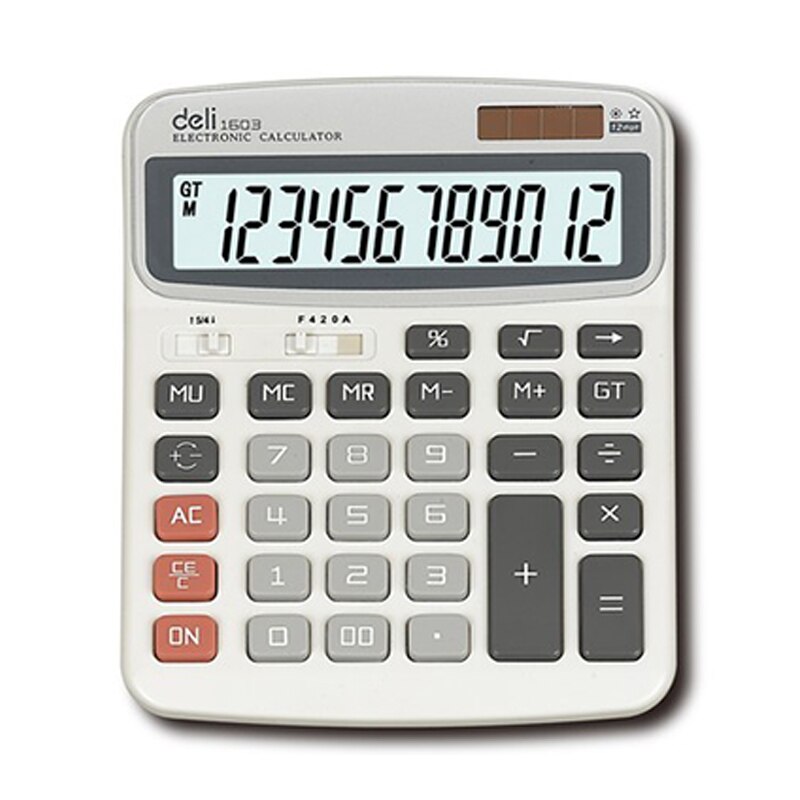 Deli 1603-calculadora de 12 dígitos, calculadora Solar de doble potencia, ordenador, 1 unidad