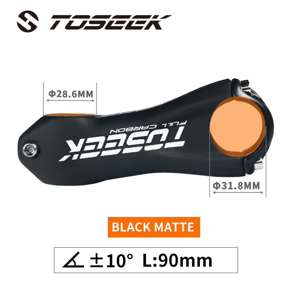 Toseek Stuurpen Stuur 31.8Mm Full Carbon Fiber Fietsen Mtb Road Fiets Stuurpen Mountain Hoek 10 Graden 80/90/100/110Mm: black - 90mm