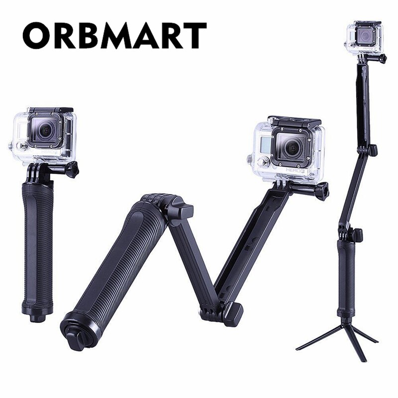 ORBMART Multi 3-way Monopod Vouwen Uitbreiding Grip Arm Draagbare Magic Mount Selfie Stick Voor GoPro Hero 4 3 + 3 SJ4000 Xiaomi Yi
