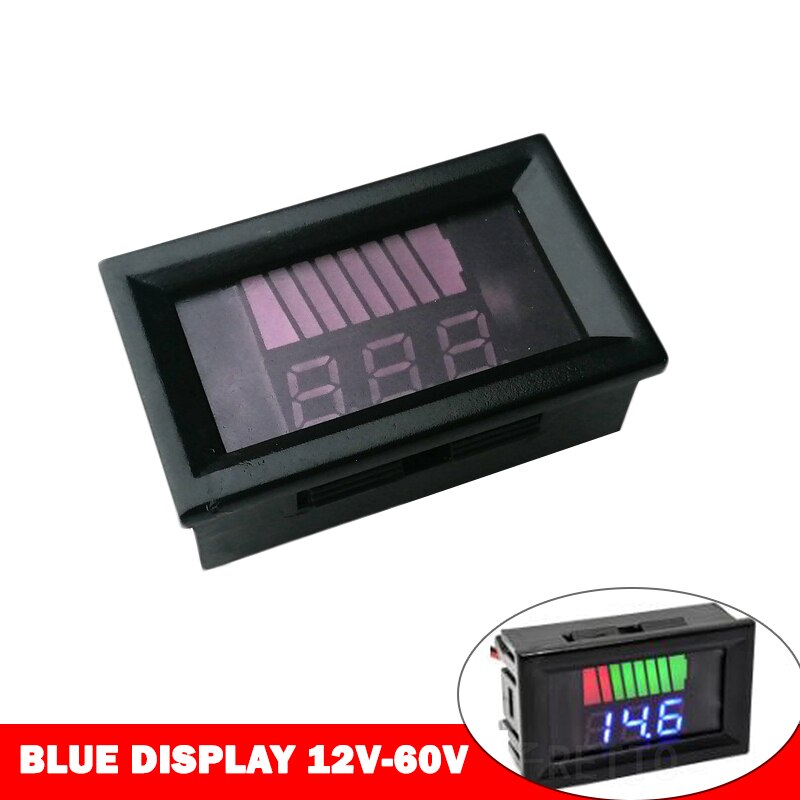 Blysyre digitalt batterikapacitet indikator opladningstester voltmeter panelmåler monitor spændingsmåling  dc 12v-84v: 12v-60v blå