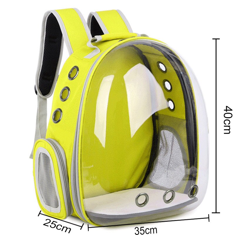 Kattepose åndbar bærbar kæledyrs taske udendørs rejse rygsæk til kat og hund gennemsigtig plads kæledyrs rygsæk: Gul