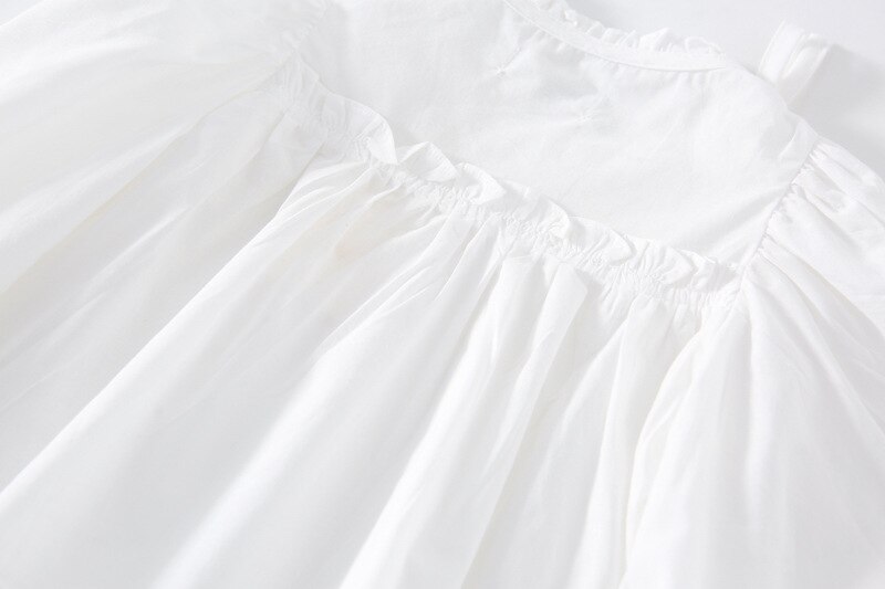 Blusa holgada de algodón con manga abombada para niña de 1 a 5 años, camisa blanca a la ,