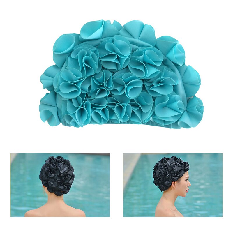 Petal Swimming Cap Vintage Floral Ladies Woman Swim Cap Petal Retro Swimming Hat Flower Bathing Cap Attractive Hat