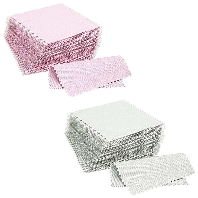 200Pcs Jewelry Cleaning Cloth,Silver Polishing Cloth Individually Wrapped,Small Jewelry Polishing Cloth: Pink   Light Gray