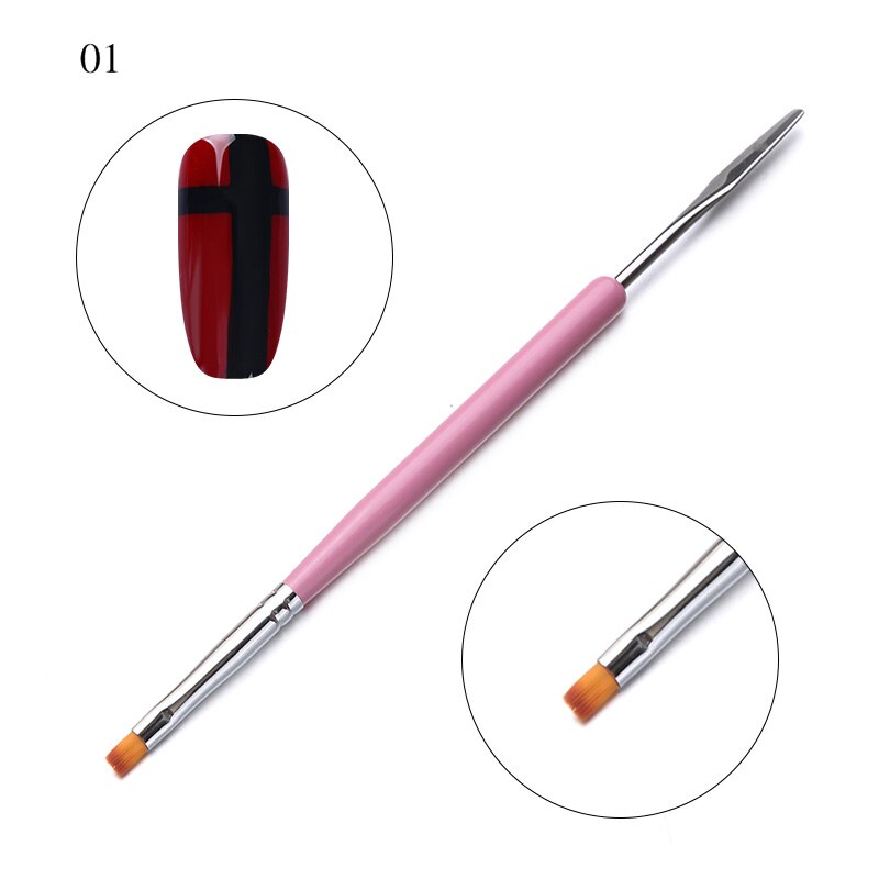1 Uds delineador de gel uv pintura brocha rosa dorada Color portátil dibujo bolígrafo cepillo de uñas mango manicura uñas arte herramienta de: 14