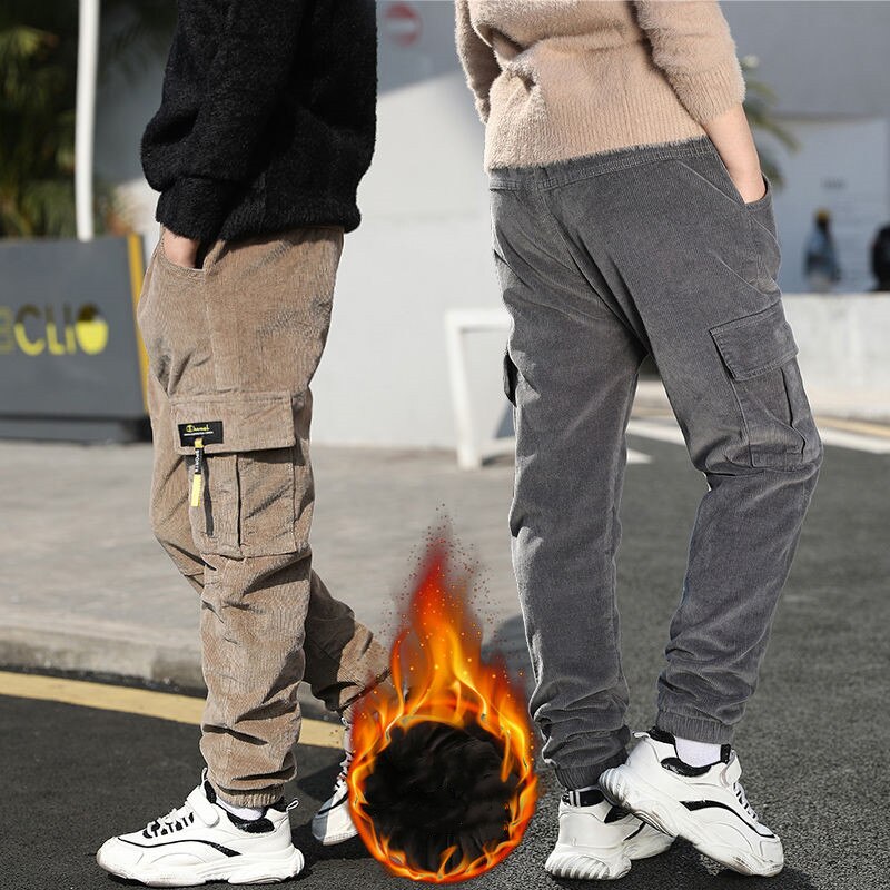 Nastolatki chłopięce spodnie bawełniane koreańskie spodnie na co dzień dzieci zimowe grube spodnie dla chłopców 4 5 6 8 10 12 lat jesienne ubrania dla dzieci chłopców