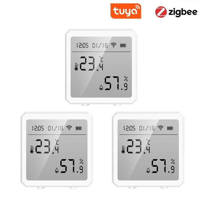 Tuya zigbee 3.0 intelligenter temperatur- und feuchtigkeitssensor für smart homes – hygrometer, thermometer und detektor für alexa und google home: Typ -b 3 stück