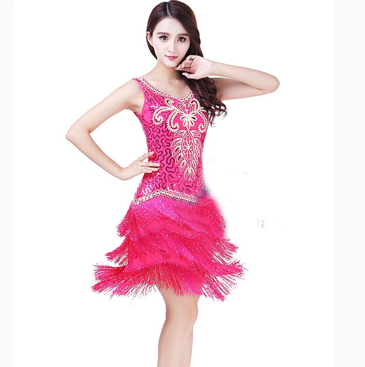 Ladies 1920s Flapper Dress Vintage Charleston Gatsby Fringed Outfits Cocktail Latin Dance Dress Stage Competition Dress