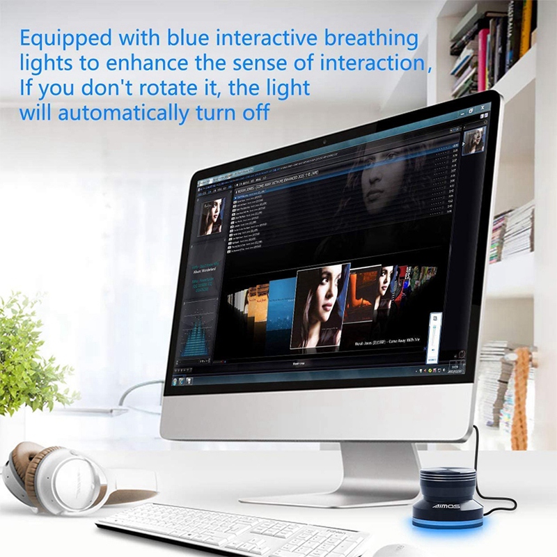 AIMOS USB Multimedia Controller and Input Device Volume Control Knob with One Key Mute Function for Mac, PC, Computer