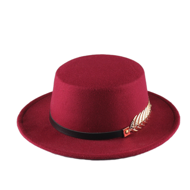 Retro Vilten Hoeden Zwart Voor Vrouwen Met Brede Rand Riem Kerk Mannen Jazz Godfather Fedora Hoed Versierd Dames Schipper hoed Platte: 5