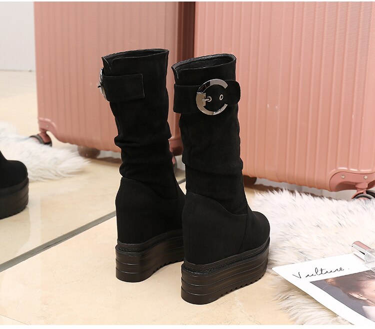 15cm waterproof platform thick bottom muffin shoes super high heels women's shoes in autumn and winter fur boots women