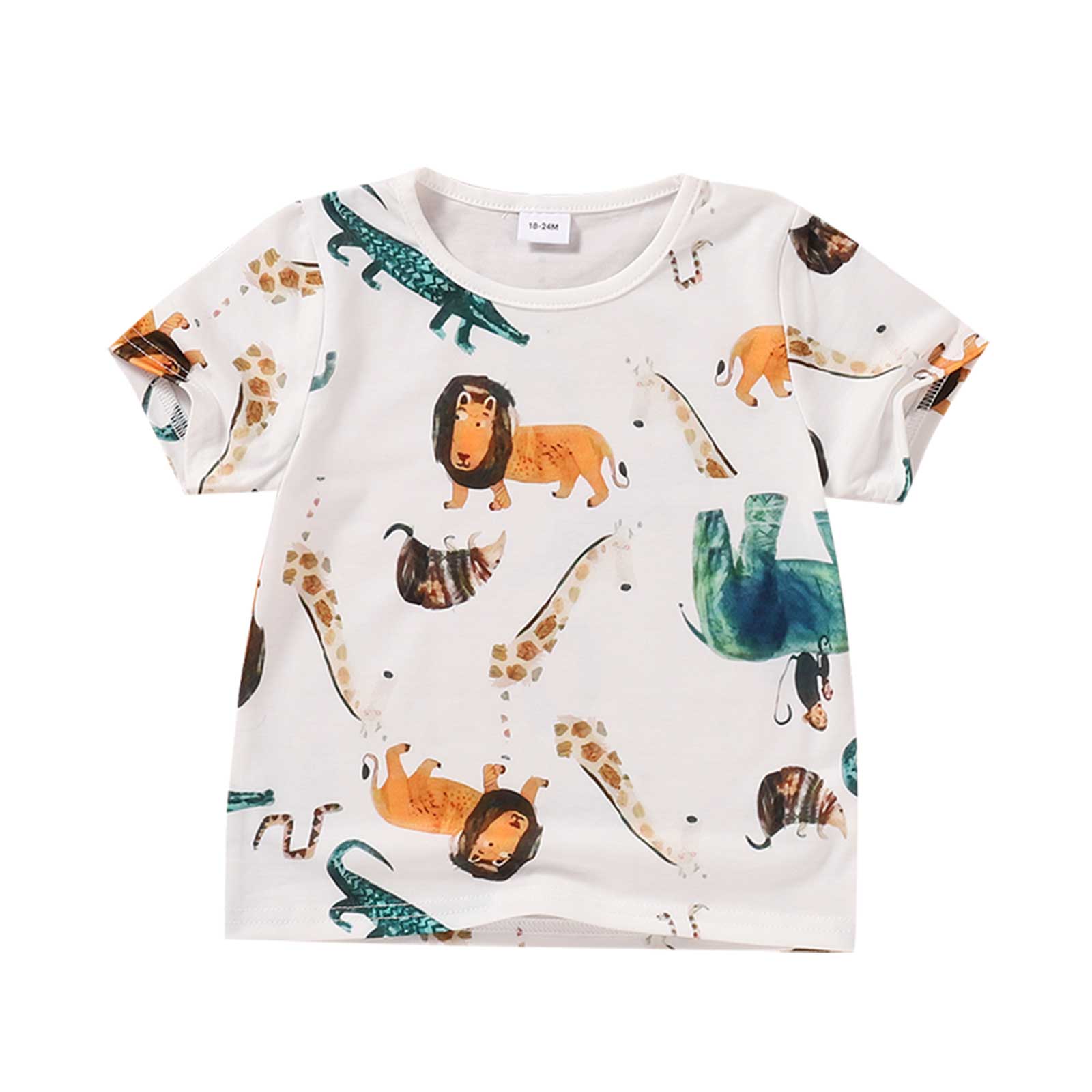 T-shirt manches courtes pour bébés garçons et filles de 0 à 6 ans, haut en coton, imprimé d&#39;animaux de dessin animé, vêtements d&#39;été,