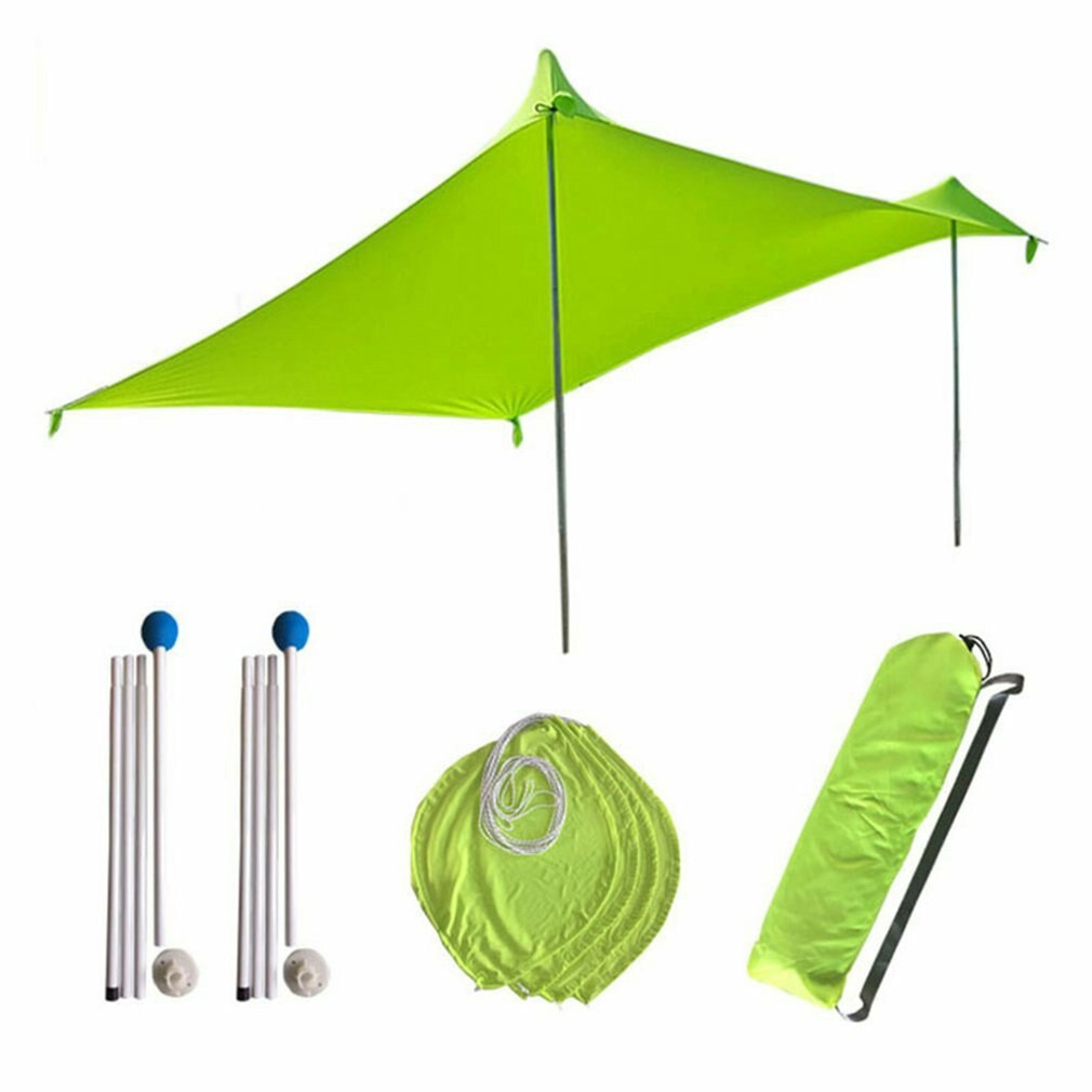 Tragbares sonnenschutzzelt mit sandsack, uv-beständigem lycra, großem familien-sonnensegel für outdoor-aktivitäten wie angeln, camping und strand – sonnenschutz-set: Gelb