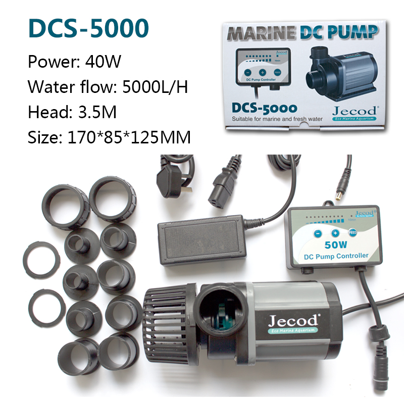 Jebao Pump DCS 1200-12000 L/H Series Aquarium Fish Tank Adjustable Submersible Controllable Water Pump Flow fountain: DCS-5000 / AU adapter plug