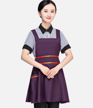 4 colors black waitress apron with the pocket cooking apron chinese restaurant uniform apron fast food wear restaurant apron: purple