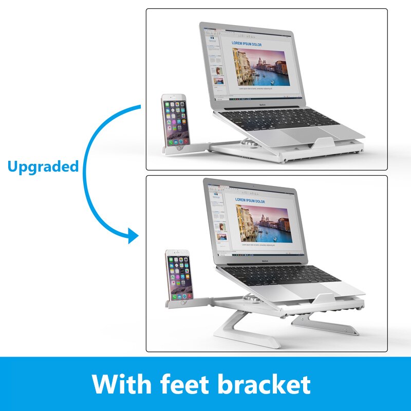 Laptopständer für macbook pro air 15 13 notebook-unterstützung pc tragbarer computer tablet-ständer telefonhalterung laptophalter für xiaomi: Weiß aufgewertet