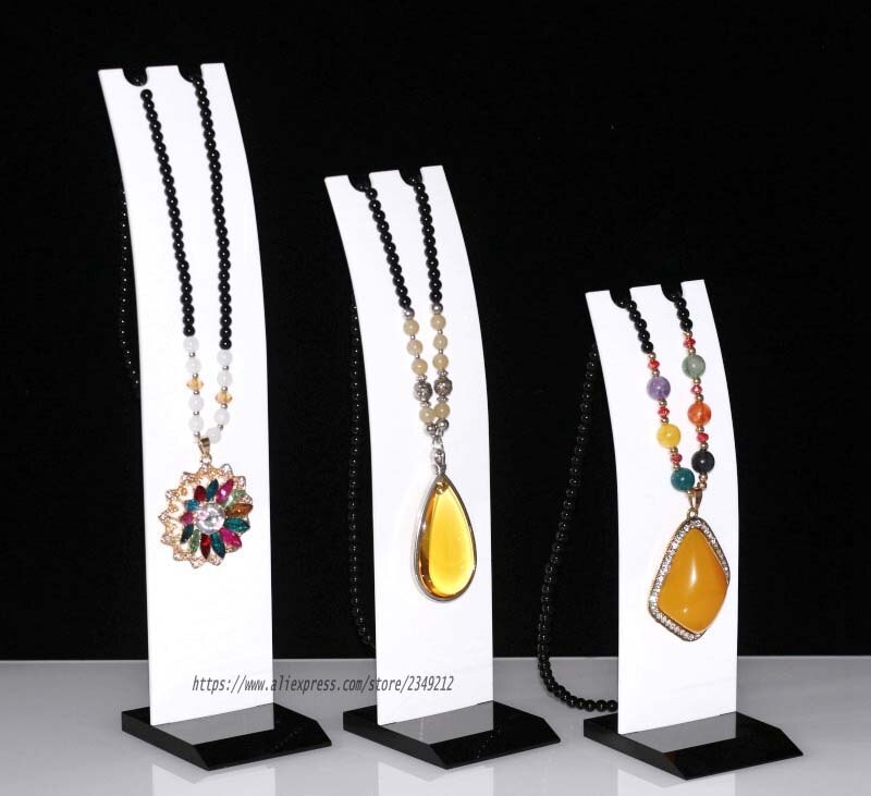 Acrylic Necklace Display Rack Pendant Showing Stand Jewelry Display Shelf Car Decoration Holder Chain Display Props: White / L