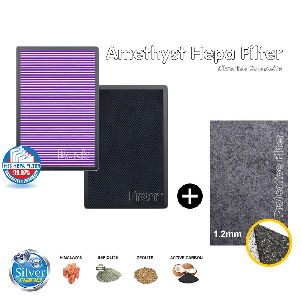 Vervanging Hepa Filter En Actieve Kool Filter 260*260*30Mm 260*250*35Mm Xiaomi compatibel MJXFJ-150-A1: 1/Pcs 260*260*30mm Amethyst Filter + Protective