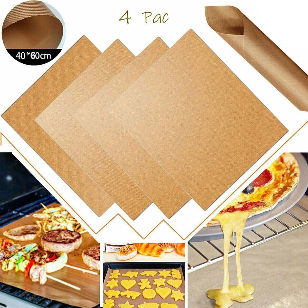 4 stk. non-stick grillmåtte, 60 x 40 cm bagepapir, grillplade, køkkenredskaber til gasgrill, trækulsfolie