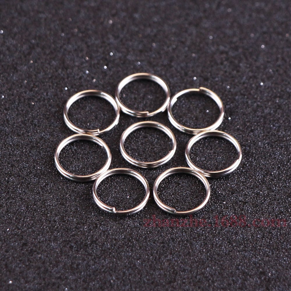 Nickel überzogene 10mm Reisenden metall schlüssel Ring charme Schlüsselbund Hängen kette Charme Schlüssel Kette Ring Zubehör 100 stücke