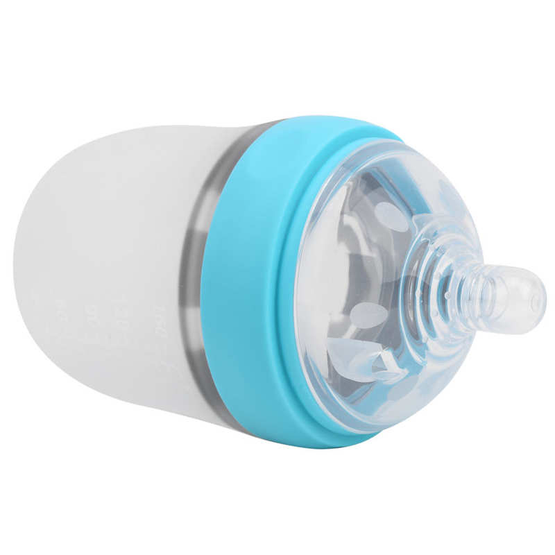 Silicone Portable Cute Baby Milk Bottle Wide-Bore Anti-Impact Infant Feeding Bottle