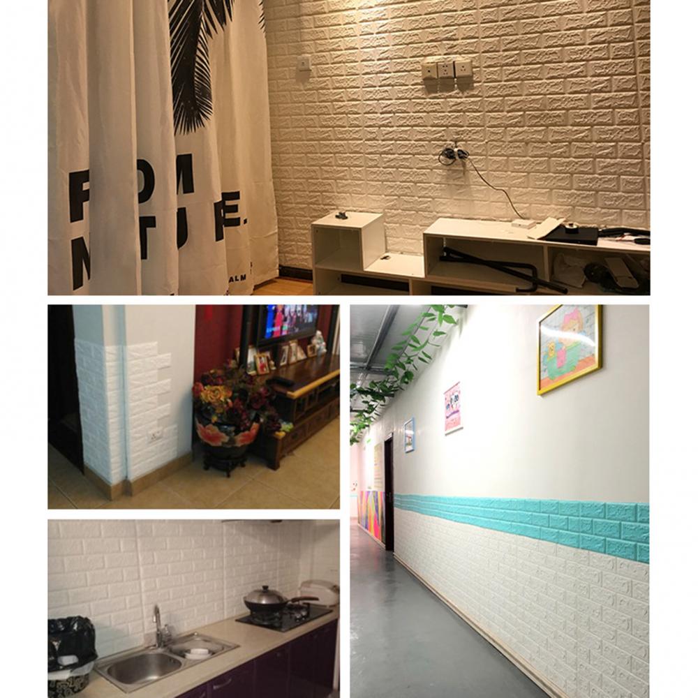 10Pcs 3D Brick Wall Sticker Waterproof Self-Adhesive Easy to Clean XPE 3D Brick Background Wall Sticker DIY Wallpapers