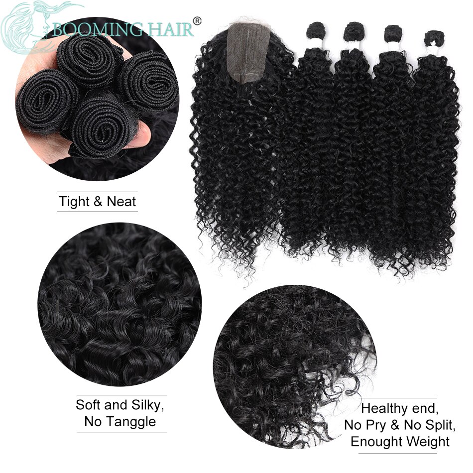 Synthetic Hair Bundles Weaving Long Hair Extension Weave Black Water Wave Hair Bundles Extensions: #1B