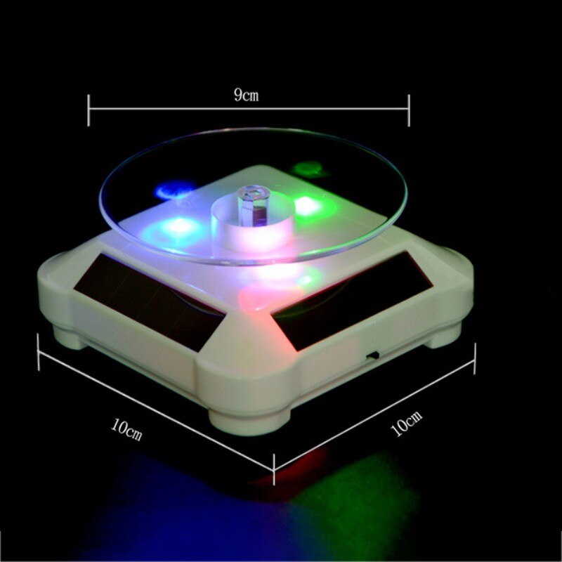 360 Degree Rotating Display Stand Colorful Led Solar Power Turntable Product Displaying Stand