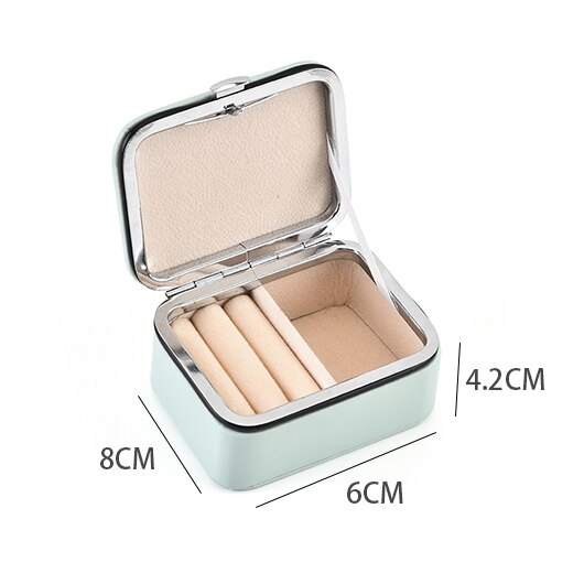 CTHome Mini Portable Jewelry Box Stud Earrings Jewellery Storage Organizer Women Leather Display Travel Case: SNH0013-GREEN