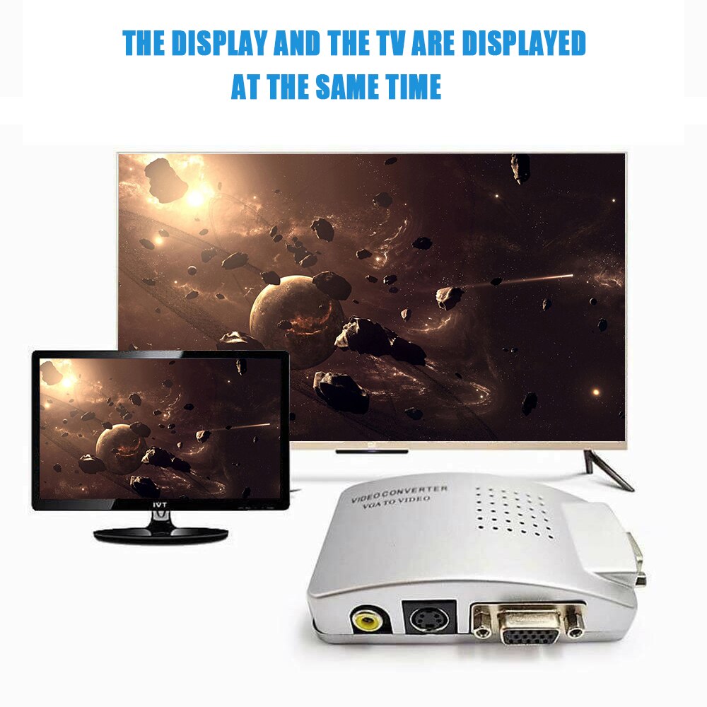 VGA to RCA Switch Box, PC to TV AV Monitor Composite S Video Converter Adapter