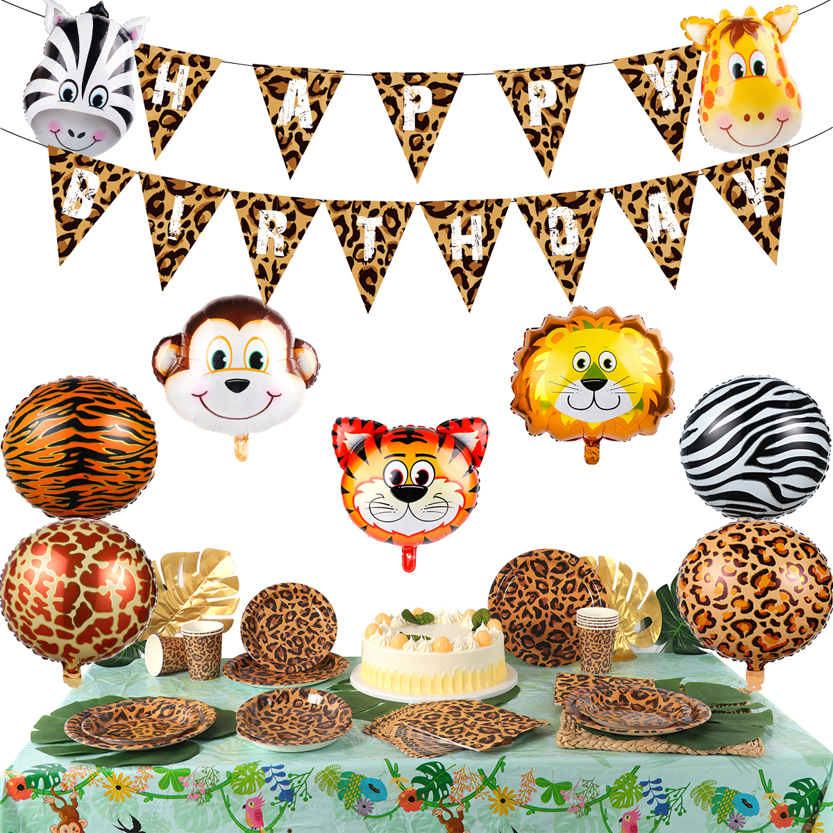 Dier Patroon Wegwerp Servies Decor Jungle Safari Party Leopard Ballon Verjaardag Party Decor Kids Jungle Feestartikelen
