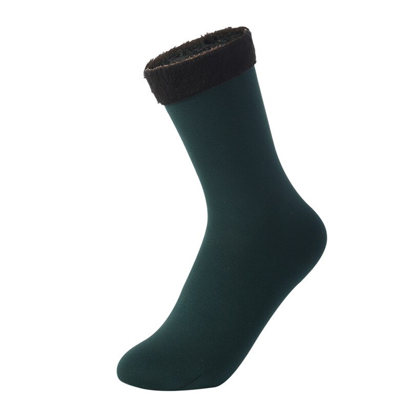 Warm Female Socks Thicken Thermal Wool Cashmere Snow Winter Socks Unisex Seamless Velvet Boots Floor Sleeping Socks heated: green