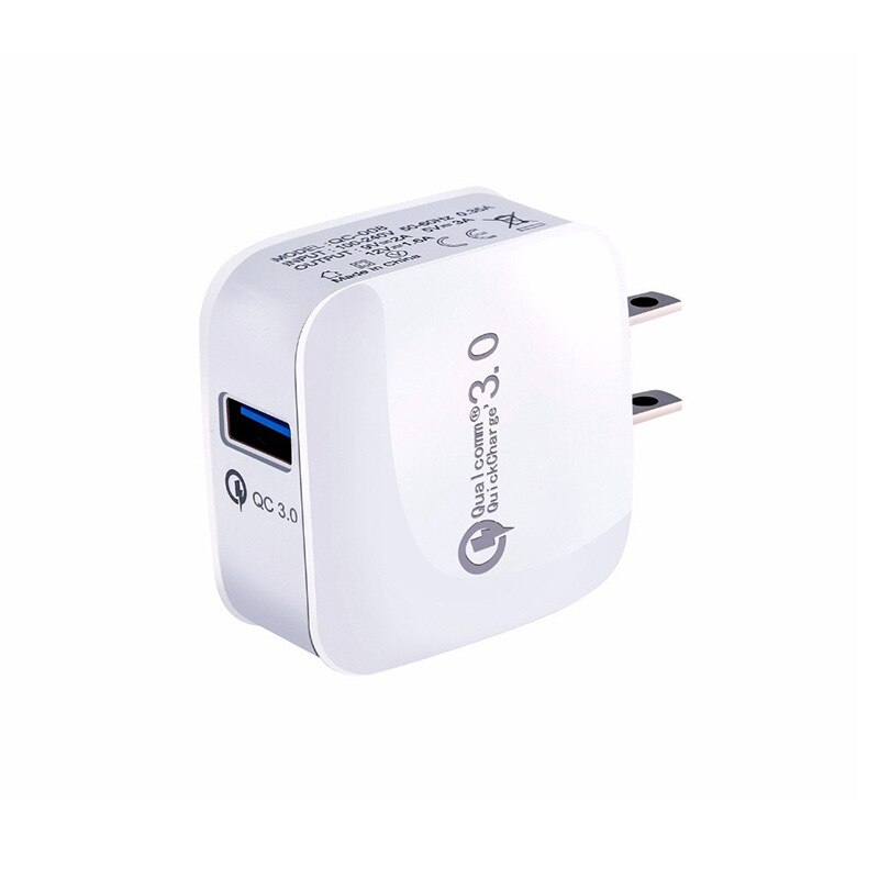 10 sztuk/partia ładowarka ścienna do telefonu komórkowego 18W pojedynczy QC3.0 USB szybka ładowarka ścienna Adapter kompatybilny dla inteligentnego telefonu komórkowego: US-White