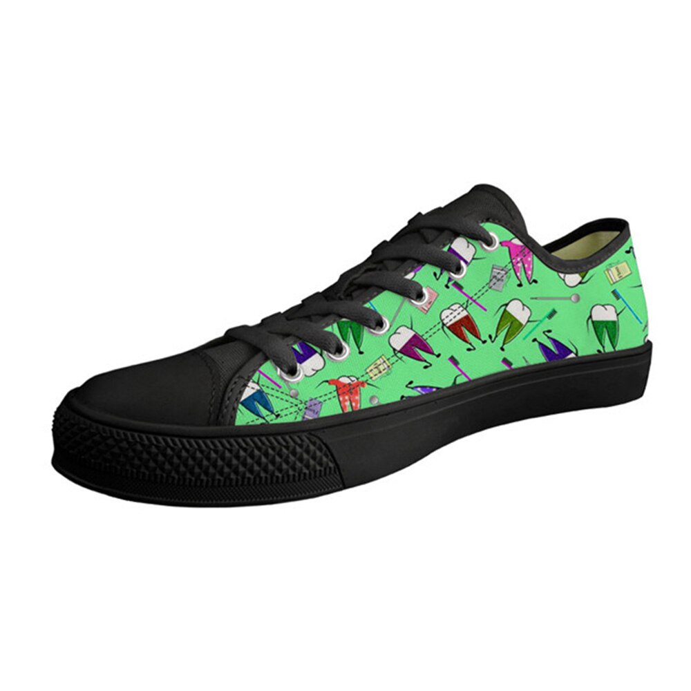 Chaussures personnalisées + chaussures plates hommes toile baskets dessin animé dentiste impression bas haut vulcanisé hommes chaussures espadrilles décontractées pour homme: HM389Z37