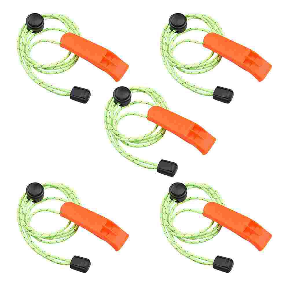 5pcs Emergency Survival Whistles Survival Lifeguard Whistle with Hanging Ropes: Default Title