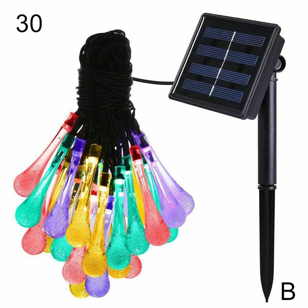 Guirnalda de luces solares para jardín, 30 luces LED DIY impermeables para Navidad, de jardín al aire libre, cadena de luces para gota de agua: 30LED