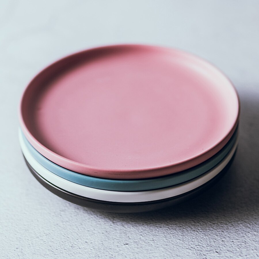 ceramic dessert cake pan Solid Plates Morden Style Round Shape Porcelain Household tableware Dish 6 inch