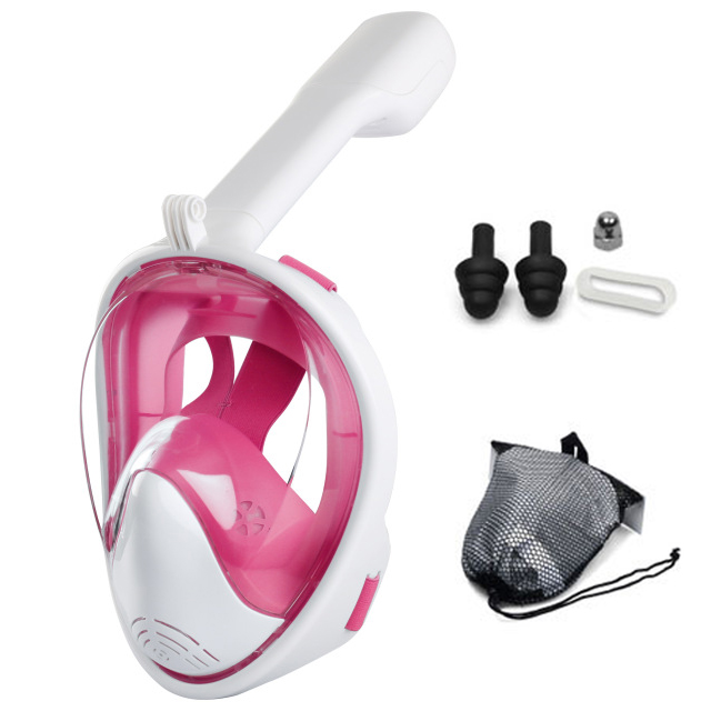 Diving mask full face underwater snorkeling mask snorkeling equipment snorkeling is used for buccal swimming snorkeling mask: Pink / S/M